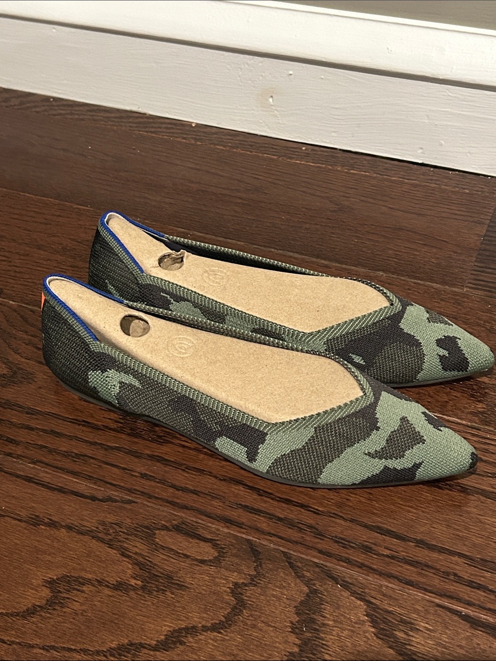 Rothy's Pointed Toe Camouflage Flats - Green & Black